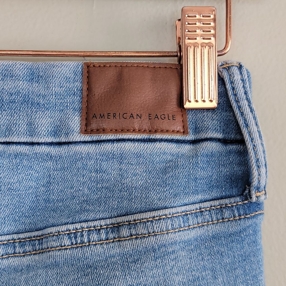 American Eagle Luxe Skinny Jeans Super Hi Rise Jegging Light Blue Wash AE 4 - Picture 13 of 14